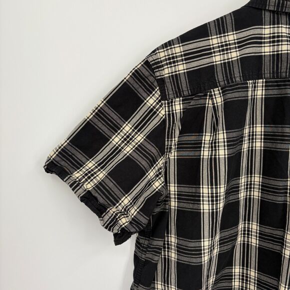 Carhartt Men’s XL Plaid Short Sleeve Work Shirt Black Cream Button-Up, Relaxed - Picture 8 of 10